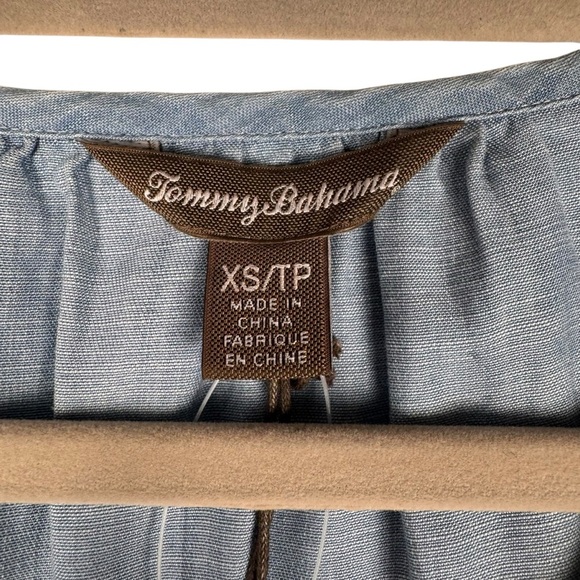 Tommy Bahama Chambray Embellished Casual Distressed Halter Dress Size XS Blue - Picture 5 of 7